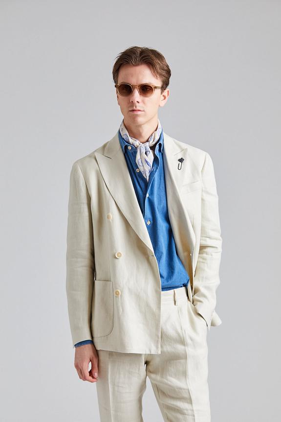 LARDINI Double Breasted Roma Jacket Beige-1